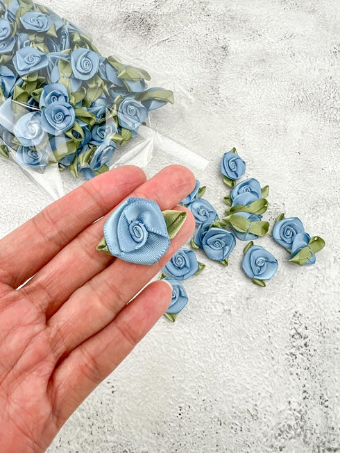 160 Mini Fabric Flowers Tiny Flowers Florals Blue Flowers Blue Mini Flowers NTN00091